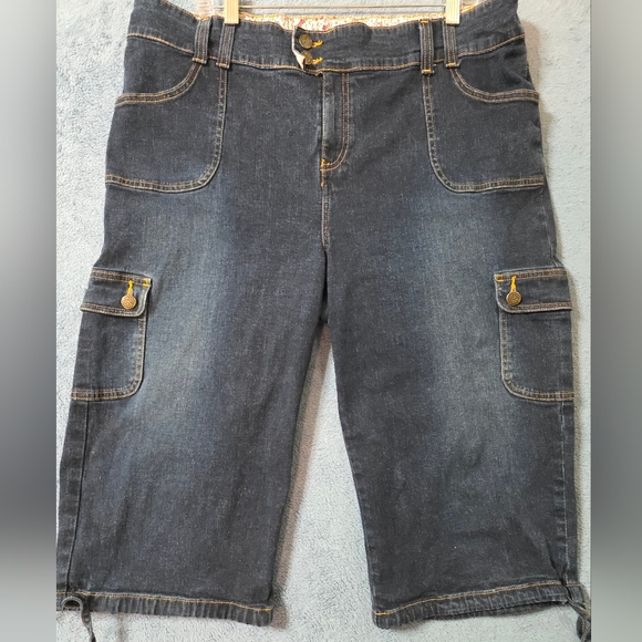 Motherhood Maternity Pants - Oh Baby! MOTHERHOOD 36 XL Maternity Cargo Shorts Blue Denim Jean Drawstring Hem